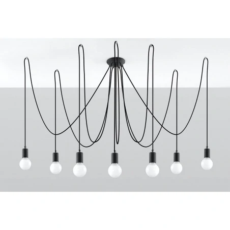 Lampy-sufitowe - sl.0372 żyrandol edison 7xe27 czarny duży pajączek sollux 