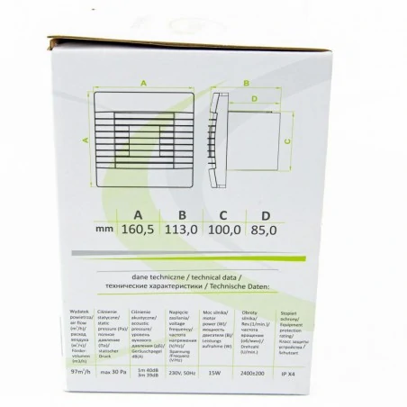 Wentylatory-z-zaluzja - wentylator ścienny standardowy z żaluzją grawitacyjną 01-025 100 zg  prestige airroxy 