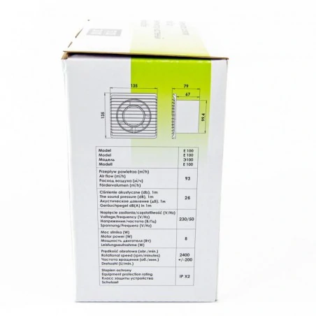 Wentylatory-standardowe - wentylator ścienny standardowy 01-090 e100 s planet energy airroxy 