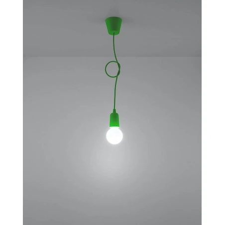 Oswietlenie-sufitowe - lampa wisząca diego 1 zielony zwis na żarówkę e27 sollux sl.0581 