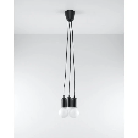 Oswietlenie-sufitowe - lampa wisząca diego 3 czarna zwis potrójny e27 sl.0573 sollux 