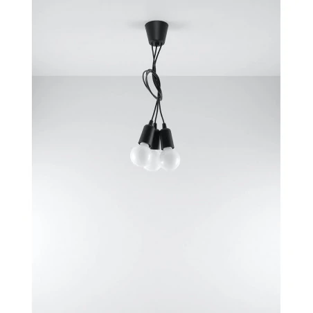 Oswietlenie-sufitowe - lampa wisząca diego 3 czarna zwis potrójny e27 sl.0573 sollux 