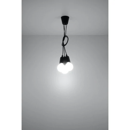 Oswietlenie-sufitowe - lampa wisząca diego 3 czarna zwis potrójny e27 sl.0573 sollux 