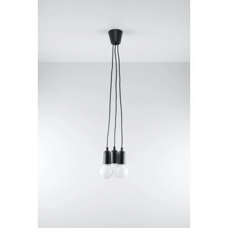 Oswietlenie-sufitowe - lampa wisząca diego 3 czarna zwis potrójny e27 sl.0573 sollux 