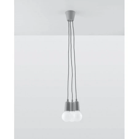 Oswietlenie-sufitowe - szara oprawa wisząca zwis potrójny diego 3xe27 sl.0576 sollux 