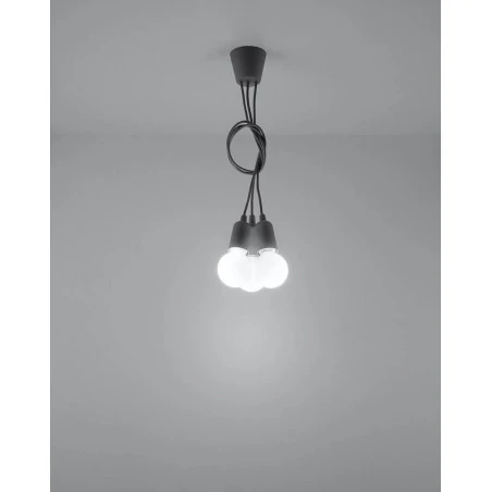 Oswietlenie-sufitowe - szara oprawa wisząca zwis potrójny diego 3xe27 sl.0576 sollux 