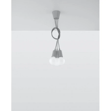 Oswietlenie-sufitowe - szara oprawa wisząca zwis potrójny diego 3xe27 sl.0576 sollux 