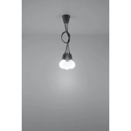 Oswietlenie-sufitowe - szara oprawa wisząca zwis potrójny diego 3xe27 sl.0576 sollux 