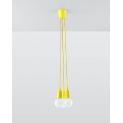 Oprawy-sufitowe - sl.0579 lampa wisząca diego 3 żółta oprawa potrójna zwis 3xe27 sollux
