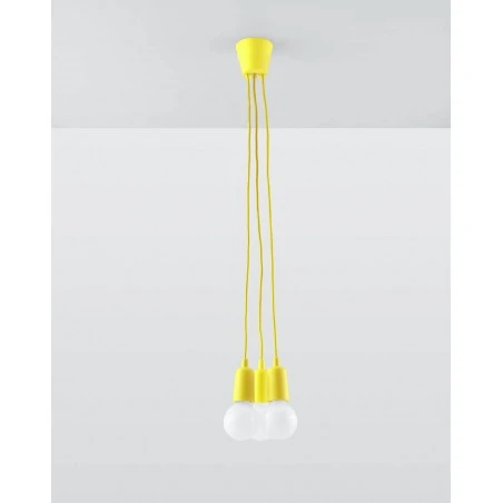 Oprawy-sufitowe - sl.0579 lampa wisząca diego 3 żółta oprawa potrójna zwis 3xe27 sollux 