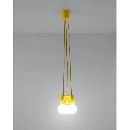 Oprawy-sufitowe - sl.0579 lampa wisząca diego 3 żółta oprawa potrójna zwis 3xe27 sollux 
