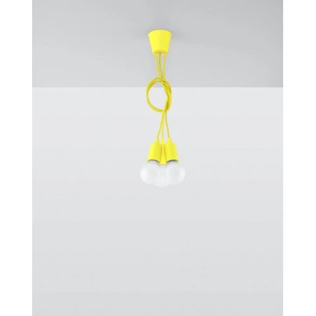 Oprawy-sufitowe - sl.0579 lampa wisząca diego 3 żółta oprawa potrójna zwis 3xe27 sollux 
