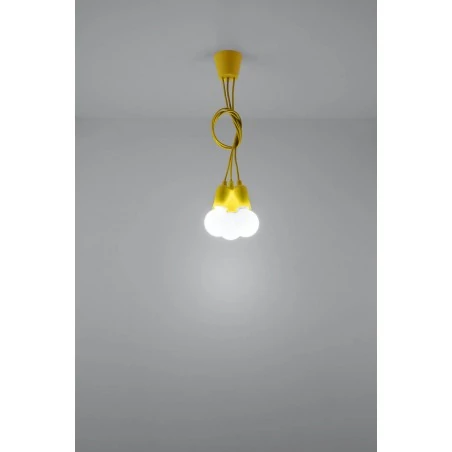 Oprawy-sufitowe - sl.0579 lampa wisząca diego 3 żółta oprawa potrójna zwis 3xe27 sollux 