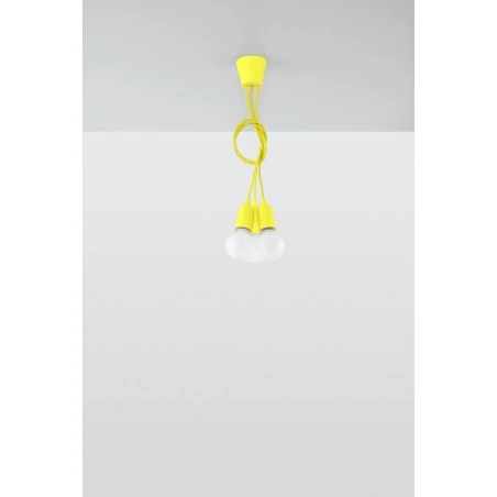 Oprawy-sufitowe - sl.0579 lampa wisząca diego 3 żółta oprawa potrójna zwis 3xe27 sollux 