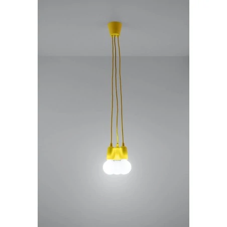 Oprawy-sufitowe - sl.0579 lampa wisząca diego 3 żółta oprawa potrójna zwis 3xe27 sollux 