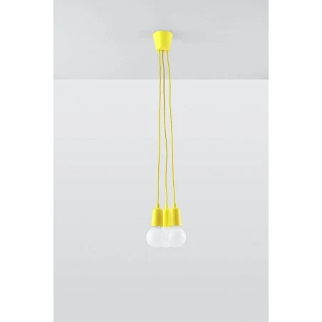 Oprawy-sufitowe - sl.0579 lampa wisząca diego 3 żółta oprawa potrójna zwis 3xe27 sollux 