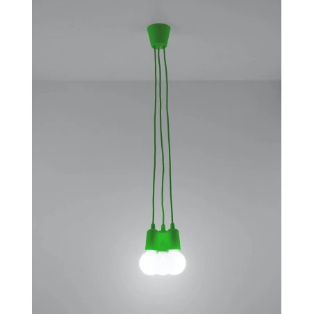 Oswietlenie-sufitowe - sl.0582 lampa diego 3 potrójna zielona oprawa wisząca na żarówki e27 sollux 