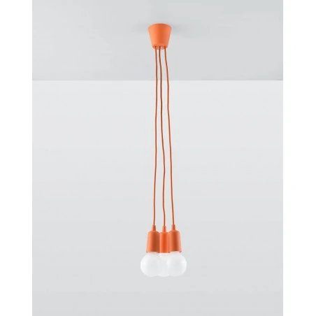 Oswietlenie-sufitowe - sl.0585 kolorowa wisząca oprawa na żarówki e27 potrójna diego 3 pomarańczowy sollux 