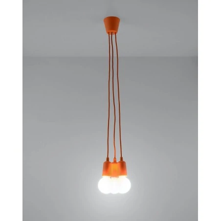 Oswietlenie-sufitowe - sl.0585 kolorowa wisząca oprawa na żarówki e27 potrójna diego 3 pomarańczowy sollux 