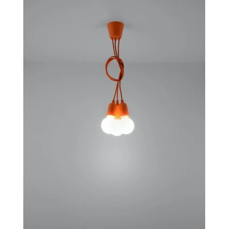 Oswietlenie-sufitowe - sl.0585 kolorowa wisząca oprawa na żarówki e27 potrójna diego 3 pomarańczowy sollux 