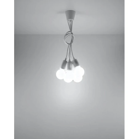 Oswietlenie-sufitowe - sl.0571 lampa wisząca diego 5 biała zwis na 5 żarówek e27 sollux 