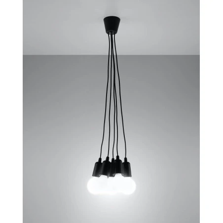 Oswietlenie-sufitowe - oprawa czarna zwisająca na 5 żarówek e27 diego sl.0574 sollux 