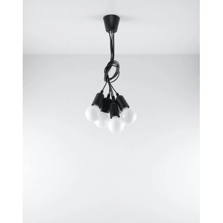 Oswietlenie-sufitowe - oprawa czarna zwisająca na 5 żarówek e27 diego sl.0574 sollux 