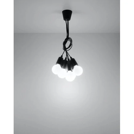 Oswietlenie-sufitowe - oprawa czarna zwisająca na 5 żarówek e27 diego sl.0574 sollux 