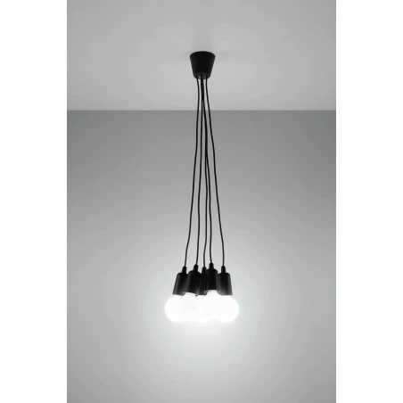 Oswietlenie-sufitowe - oprawa czarna zwisająca na 5 żarówek e27 diego sl.0574 sollux 