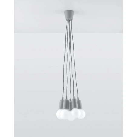 Oswietlenie-sufitowe - lampa wisząca diego 5xe27 szara sl.0577 sollux 
