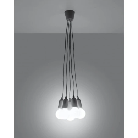 Oswietlenie-sufitowe - lampa wisząca diego 5xe27 szara sl.0577 sollux 