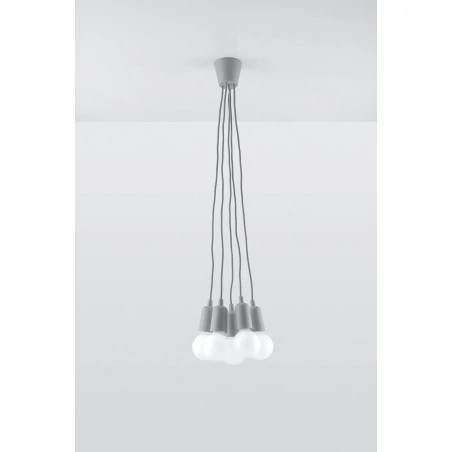 Oswietlenie-sufitowe - lampa wisząca diego 5xe27 szara sl.0577 sollux 