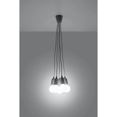 Oswietlenie-sufitowe - lampa wisząca diego 5xe27 szara sl.0577 sollux 