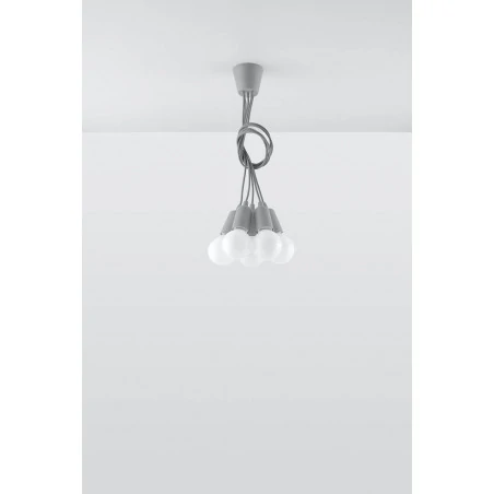 Oswietlenie-sufitowe - lampa wisząca diego 5xe27 szara sl.0577 sollux 