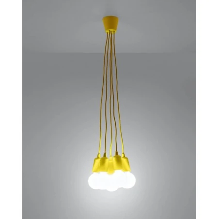 Oswietlenie-sufitowe - sl.0580 żółta lampa wisząca zwis 5xe27 diego 5 sollux 