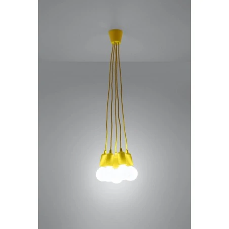 Oswietlenie-sufitowe - sl.0580 żółta lampa wisząca zwis 5xe27 diego 5 sollux 