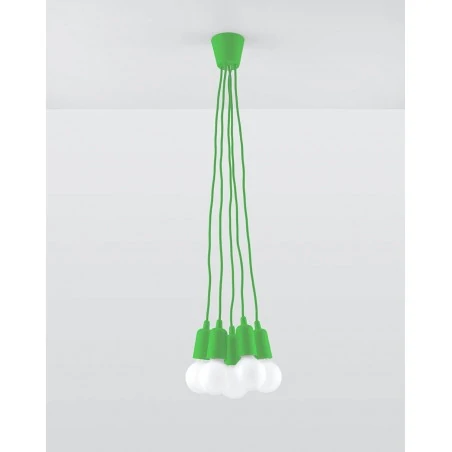 Oswietlenie-sufitowe - zielona  oprawa wisząca sufitowa na 5 żarówek e27 diego 5 sl.0583 sollux 