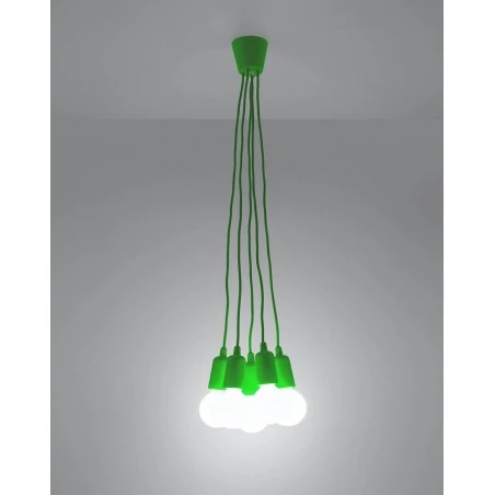 Oswietlenie-sufitowe - zielona  oprawa wisząca sufitowa na 5 żarówek e27 diego 5 sl.0583 sollux 