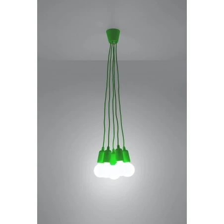 Oswietlenie-sufitowe - zielona  oprawa wisząca sufitowa na 5 żarówek e27 diego 5 sl.0583 sollux 