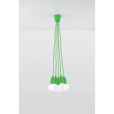 Oswietlenie-sufitowe - zielona  oprawa wisząca sufitowa na 5 żarówek e27 diego 5 sl.0583 sollux 