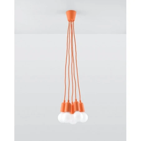 Oswietlenie-sufitowe - lampa wisząca diego 5 zwis pomarańczowy 5xe27 sl.0586 sollux 