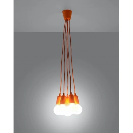 Oswietlenie-sufitowe - lampa wisząca diego 5 zwis pomarańczowy 5xe27 sl.0586 sollux 