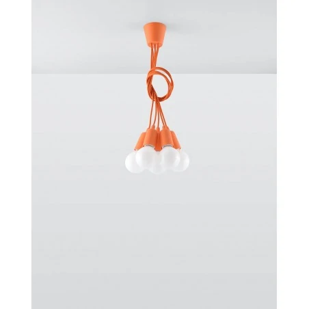 Oswietlenie-sufitowe - lampa wisząca diego 5 zwis pomarańczowy 5xe27 sl.0586 sollux 