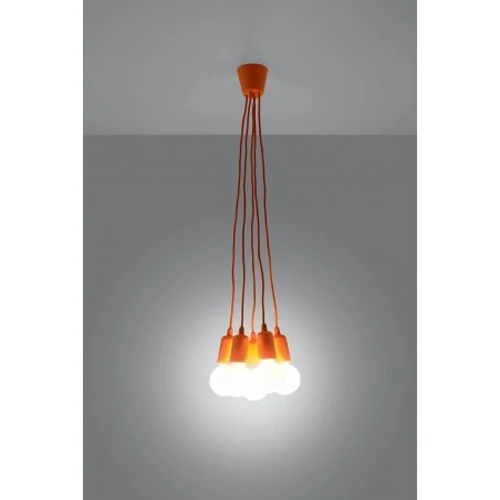 Oswietlenie-sufitowe - lampa wisząca diego 5 zwis pomarańczowy 5xe27 sl.0586 sollux 