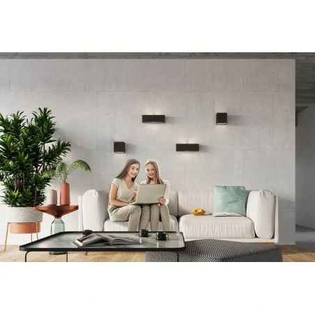 Kinkiety - ceramiczny czarny kinkiet leo sl.0872 sollux lighting 