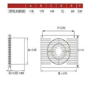 Wentylatory-standardowe - wentylator wyciągowy osiowy dospel styl ii fi 120 wersja standard 007-1131 