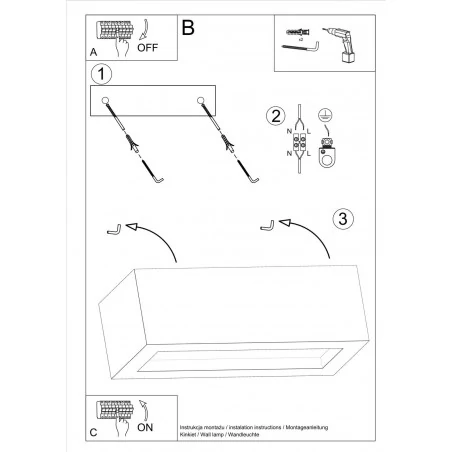 Kinkiety - betonowy kinkiet vega 30 sl.0992 sollux lighting 