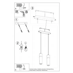 Oswietlenie-sufitowe - szara lampa wisząca 2xgu10 zane sl.0966 sollux lighting 