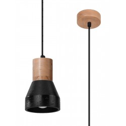 Lampy-sufitowe - sl.0963 lampa wisząca qubic czarna beton drewno e27 sollux