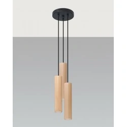 Oswietlenie-sufitowe - drewniana wisząca lampa 3xgu10 lino 3p sl.1012 sollux lighting 